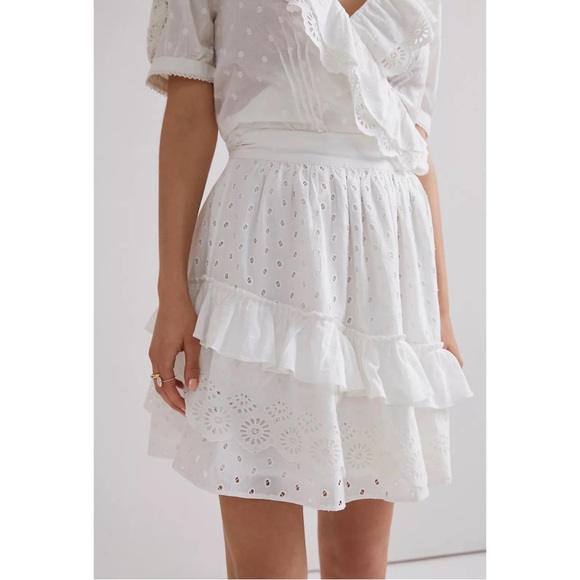 Anthropologie Lacey Ruffled Mini Skirt and Wrap Blouse Set of Two - NWT L, M - Picture 6 of 12